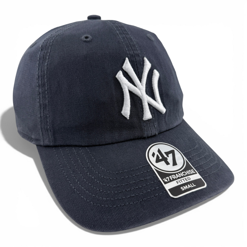 47&prime; Brand New York Yankees MLB Navy Blue Fitted Franchise Adjustable Dad Hat Cap