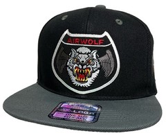 USAF AIRWOLF 2 LOGOS HAT BLACK DARK GREY FLAT BRIM SNPBACK