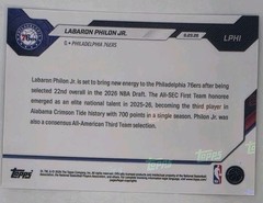 2026 Topps Now NBA Draft Labaron Philon Jr. NBA 76ers #LPHI