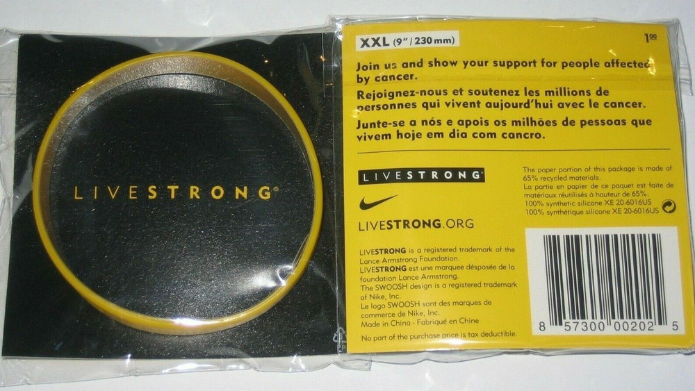 Nike LIVESTRONG Yellow Bracelet 9&Prime; / 230mm BAND Wristband LAF Lance Armstrong