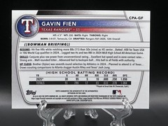 Gavin Fien 2025 Bowman Draft Chrome 1st Auto #CPA-GF Rangers