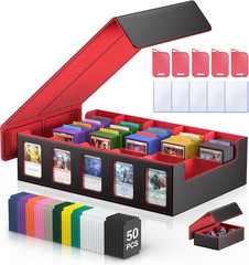 Trading Card Storage Box 5-Row 3900+ Capacity, Black | MTG Card Case with Magnet