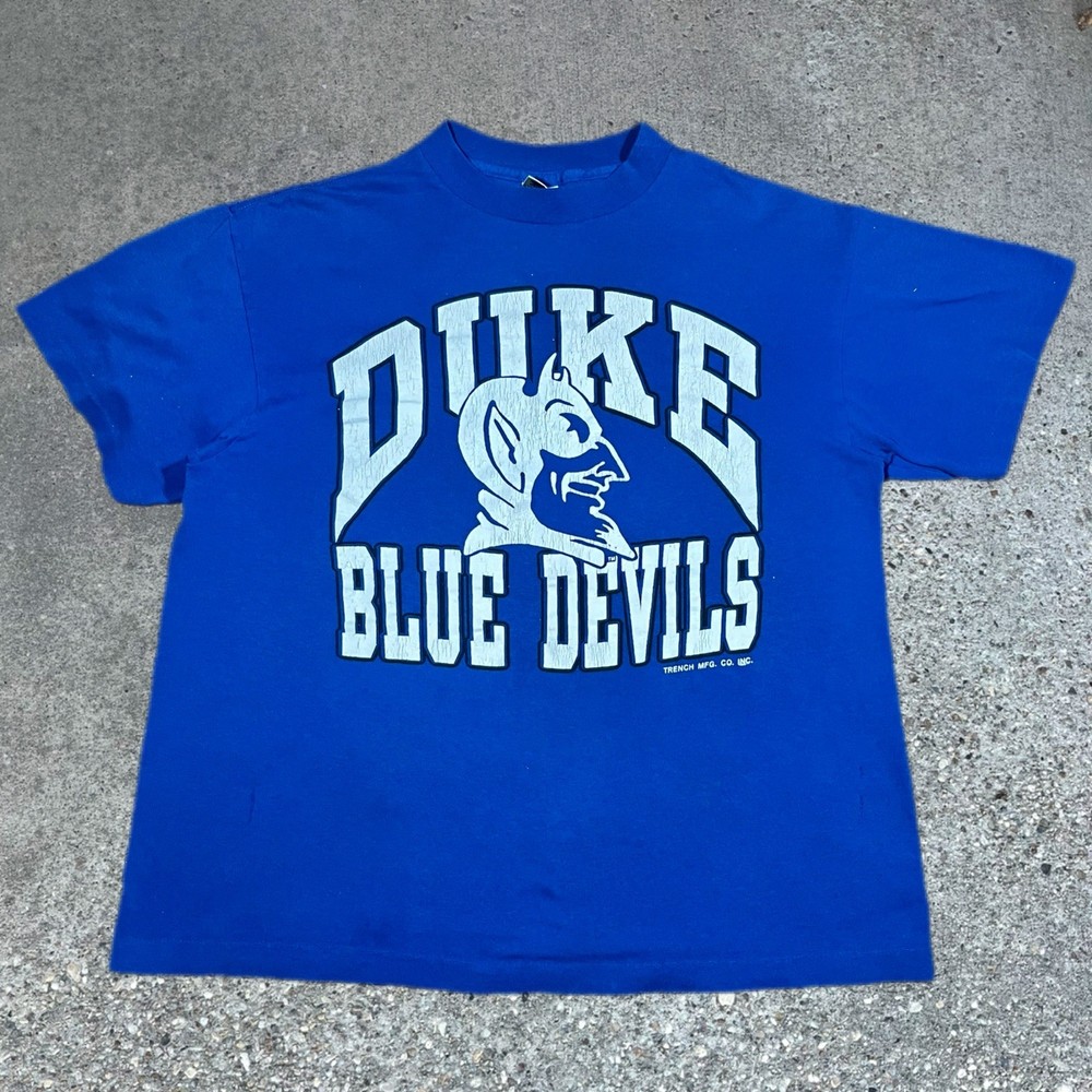 Vintage 90s Duke Blue Devils T Shirt NCAA Basketball Size L Made In USA