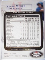 2002 FLEER BOX SCORE DEBUT KEVIN MENCH #8 OF 15 RANGERS 0693/2002 BO 48