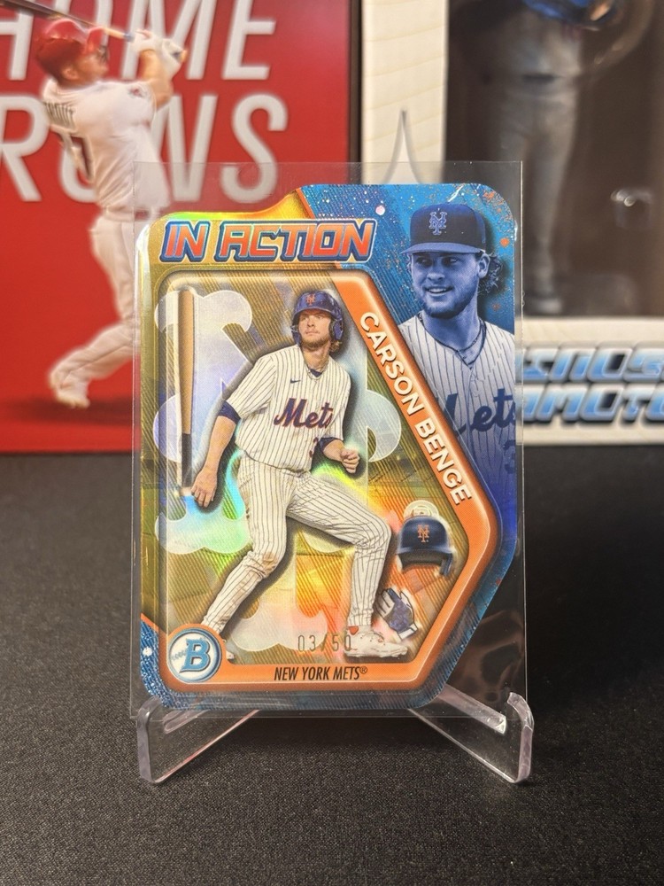2025 Bowman Draft #BIA-6 Carson Benge Bowman In Action Gold Refractor Insert /50