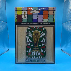 FIFA World Cup 26 Laser Cut 2-Layer Icon Fridge Magnet CAN MEX USA