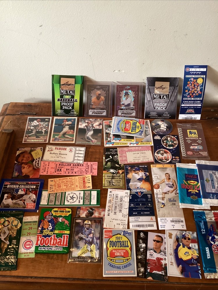 All Sport Oddball Lot – unopened packs, Tickets, Cards, 2 Leaf 1/1 Proof