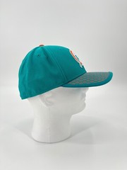 MIAMI DOLPHINS THROWBACK LOGO AQUA ELASTIC FITTED HAT DARK ORANGE POLKA DOTS