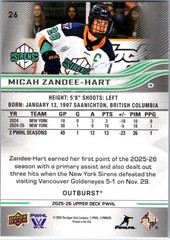 2025 2026 Upper Deck PWHL Micah Zander-Hart OUTBURST New York Sirens