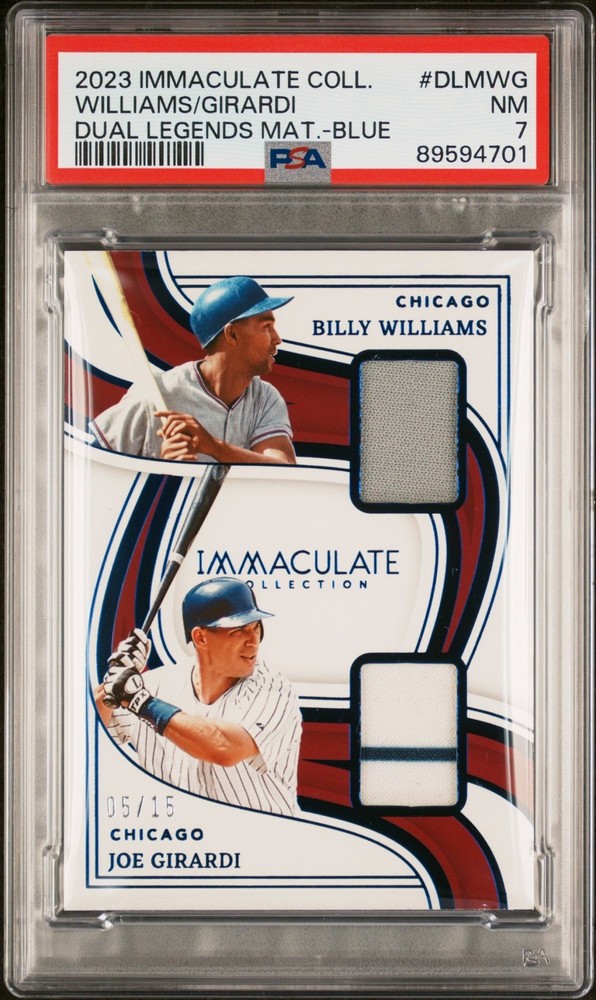 2023 Billy Williams Joe Girardi Dual Legends Materials /15 PSA 7 Chicago Cubs