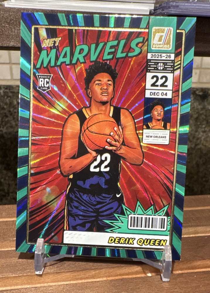 2025-26 Donruss Net Marvels – Derik Queen RC – Green Laser HOLOFOIL Refractor
