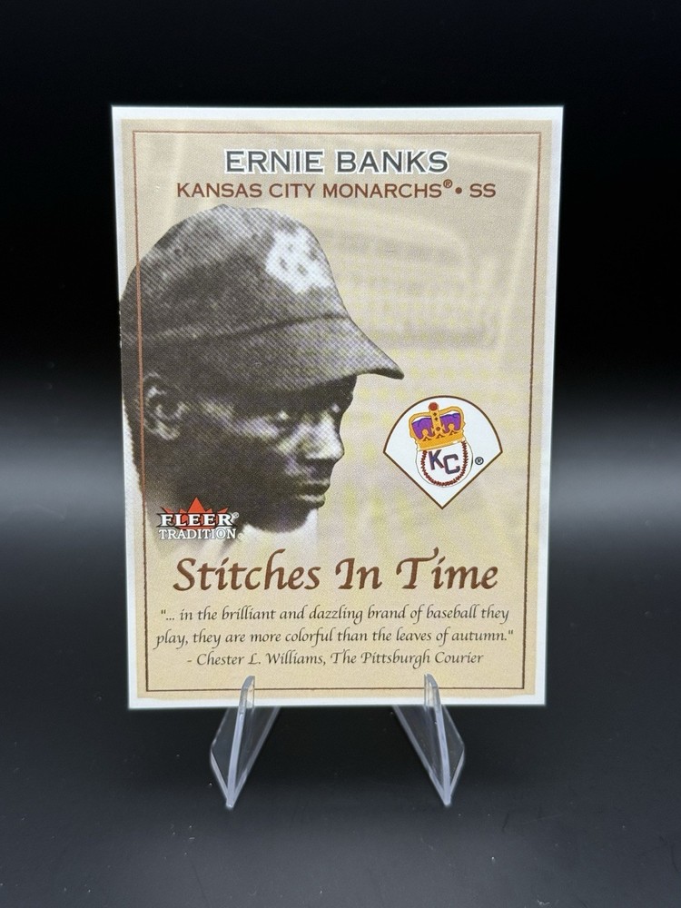 2001 FLEER TRADITION STITCHES IN TIME #ST2 ERNIE BANKS CUBS