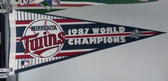 Lot Of 3 1987 Minnesota Twins Pennants: Western div, World Champs, World Series