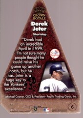 DEREK JETER 1999 Pacific Crown Royale Jumbo Cramer&rsquo;s Choice Awards #6