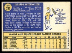 1970 Topps Eddie Leon – VG+ RC Cleveland Indians #292