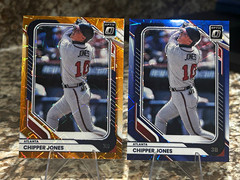 Chipper Jones 2-Card Lot 2026 Donruss Optic #85 Orange & Blue Velocity Prizms