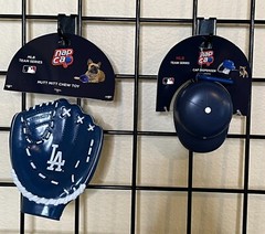 Los Angeles Dodgers Cap Dog Poop Bag Dispenser+Dog Mitt Chew Toy Pet Set