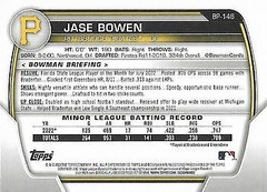 2023 Bowman Paper Prospects #BP-146 Jase Bowen 1st Pittsburgh Pirates