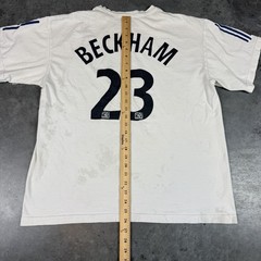 David Beckham T Shirt Mens Large White LA Galaxy Adidas Flaws Preowned