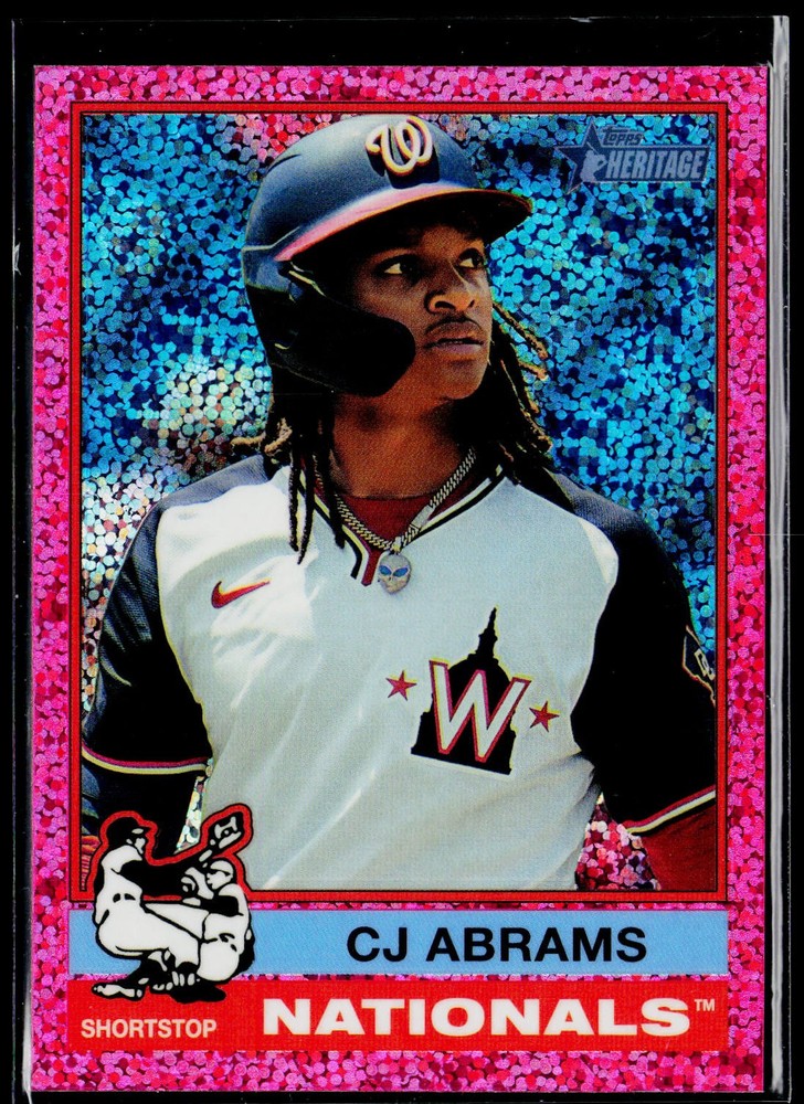 CJ Abrams 2025 Topps Heritage #237 Pink Sparkle Washington Nationals