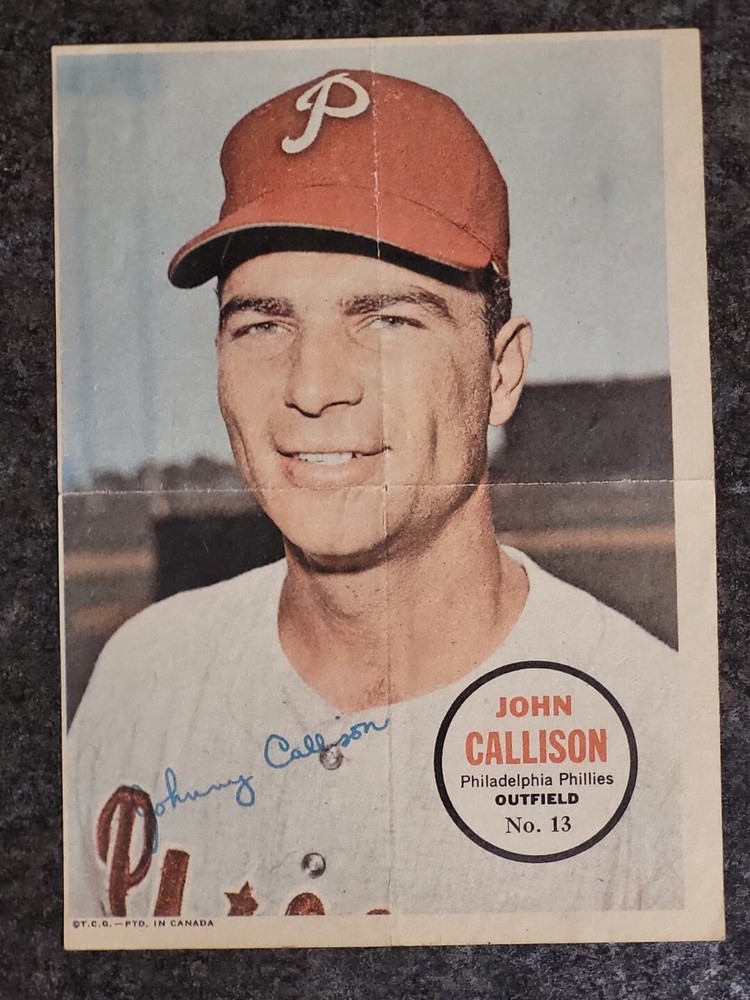 Rare OPC 1967 68 Topps Pin Up Poster John Callison Philadelphia PRINT IN CANADA