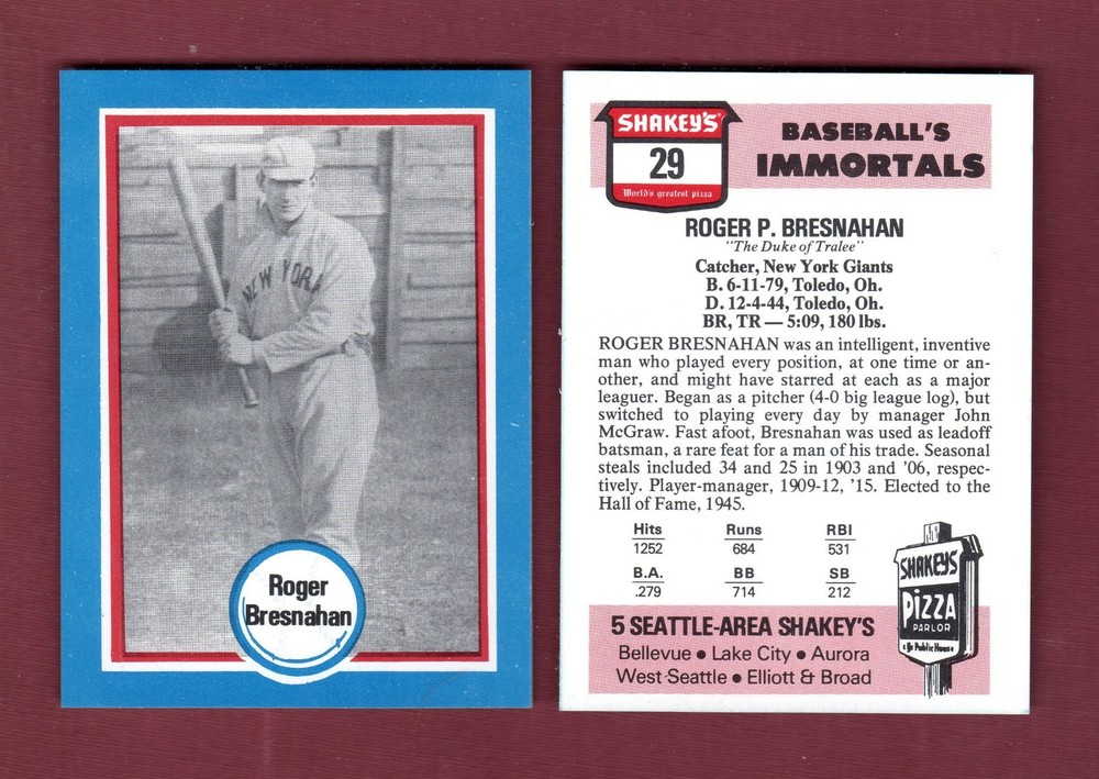 #29 ROGER BRESNAHAN, Giants ~ 1976 Shakeys Pizza Hall of Fame/Baseball Immortals