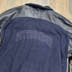 Adidas Pittsburgh Panthers Varsity Jacket Mens Medium Wool Leather Navy Black
