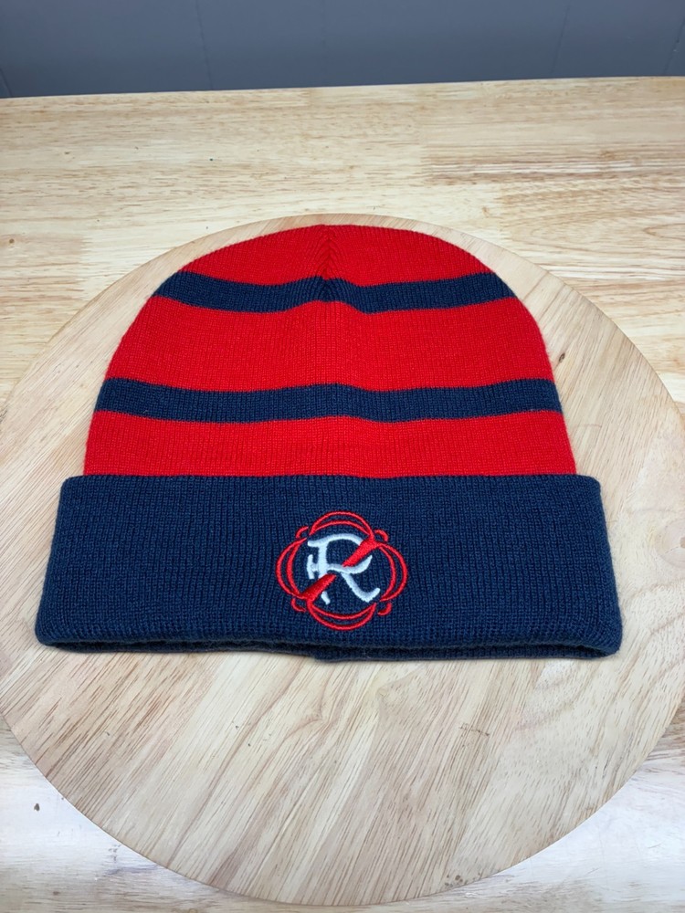New England Revolution Knit Beanie | MLS Soccer Team Hat | Red and Navy Blue Str