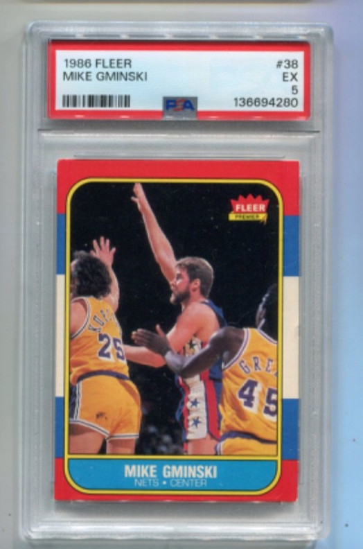 1986-87 Fleer – MIKE GMINSKI – Card #38 – NETS PSA 5