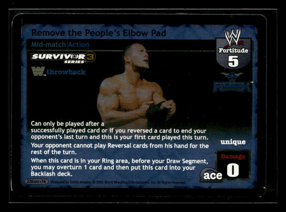 2005 WWE Raw Deal SS3 Remove the People&rsquo;s Elbow Pad #226 The Rock Foil ES8216