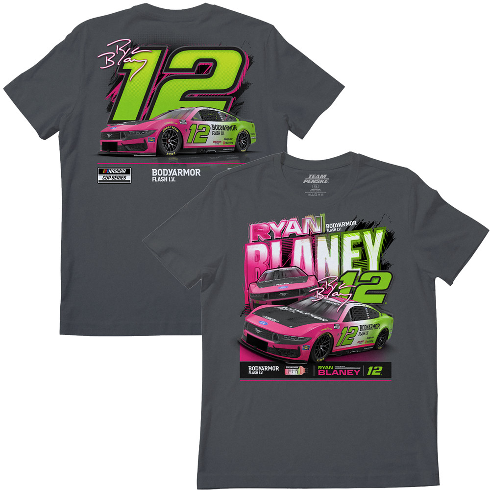 NEW RYAN BLANEY #12 BODY ARMOR NASCAR CHARCOAL SHORT SLEEVE TEE SHIRT PC450