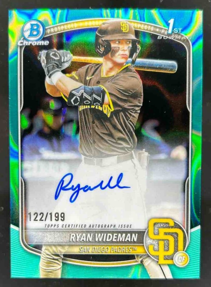 Ryan Wideman 2025 Bowman Draft Chrome Prospect Auto Aqua Lava Refractor /199