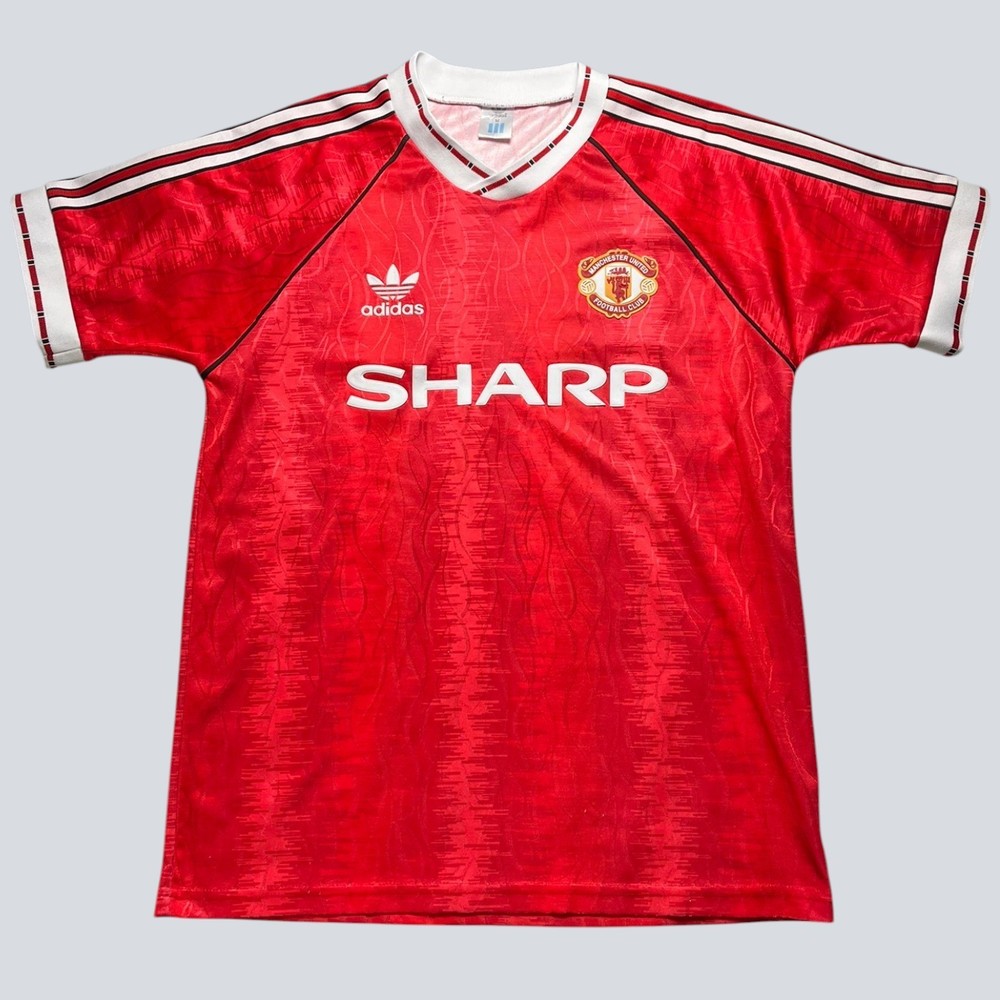 Genuine Manchester United 1990-92 Home Shirt M Adidas Trefoil Sharp Vintage