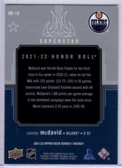 2021-22 Upper Deck Series 1 Connor McDavid Honor Roll Superstar Card # HR-18