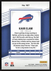 2022 Donruss Elite #187 Kaiir Elam Red #/399 SN,RC