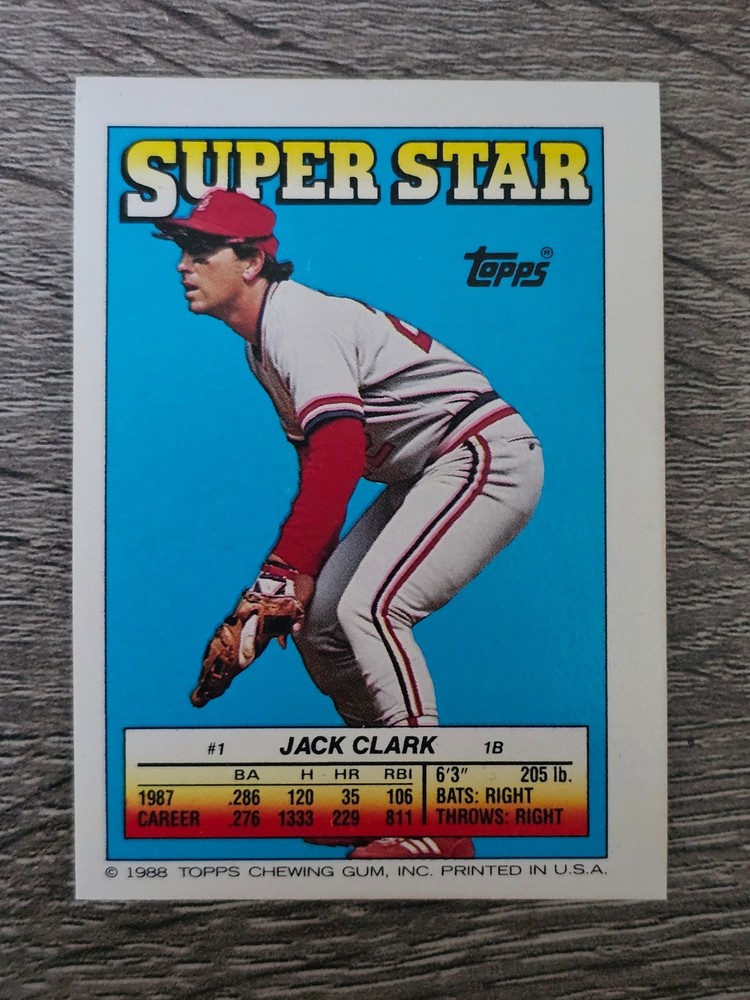 1988 Topps Baseball Super Star Sticker Backs