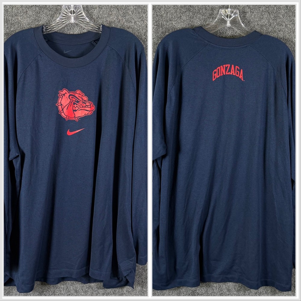Gonzaga University Bulldogs Men&rsquo;s Nike Dri-Fit Size 2XL LS T-Shirt Navy Red