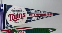 Lot Of 3 1987 Minnesota Twins Pennants: Western div, World Champs, World Series