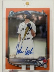 2025 Bowman Chrome JAKE COOK True Orange Refractor 1st Auto /25 Blue Jays SP