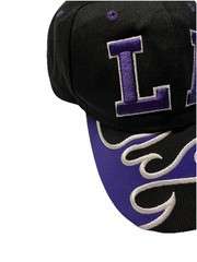 L A Black and Purple Los Angeles One Size Fits All Adjustable Themed Team Cap