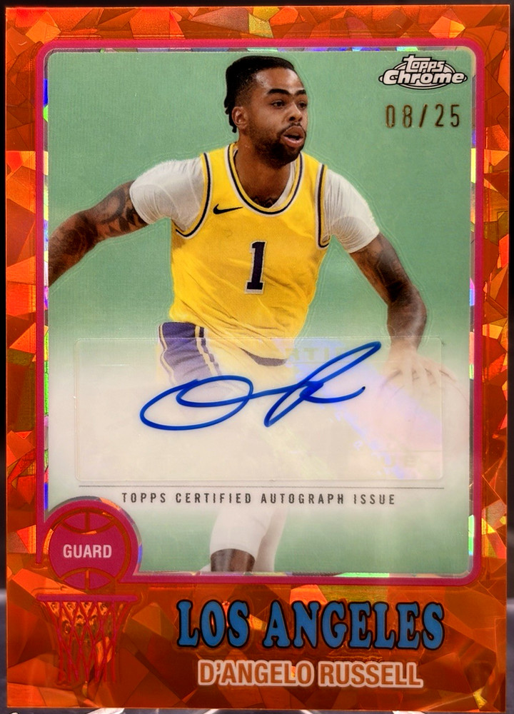 2025 Topps Chrome D’Angelo Russell 1973 Topps Orange Cracked Ice Auto RC#/25