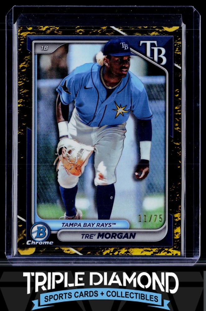2024 Bowman Chrome Tre&rsquo; Morgan Yellow Lunar Crater Refractor #11/75 B713