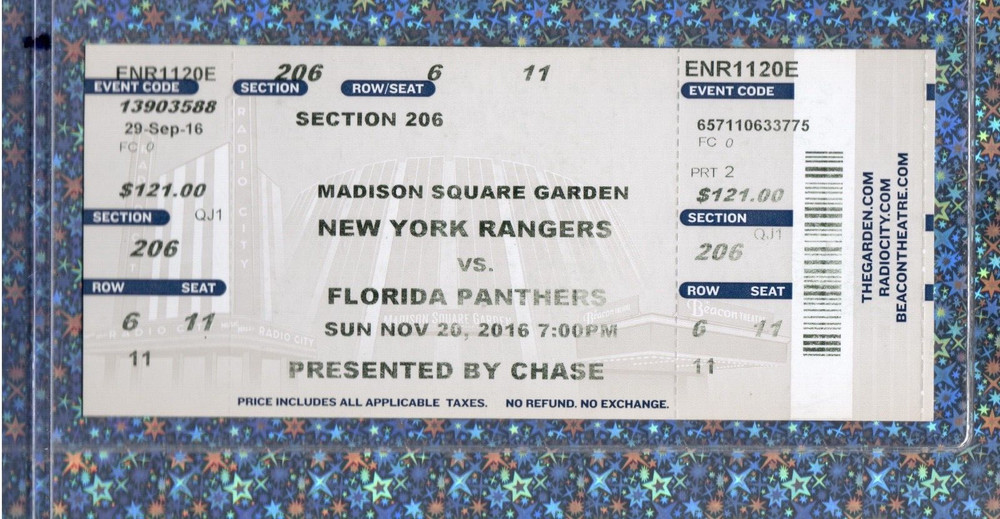 Aleksander Barkov Wins Shootout Ticket 11-20-2016 Panthers Rangers Zibanejad G69