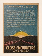 Vintage 1978 Movie Facts Close Encounters #20 Non-Sport Movie Trading Card EX