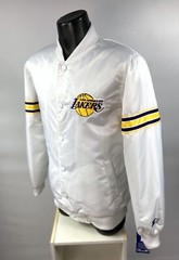 Lakers Jacket Los Angeles NBA STARTER Snap Down « POWER FORWARD » WHITE MEDIUM