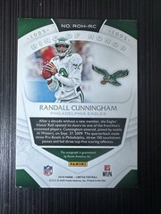 RANDALL CUNNINGHAM 2019 LIMITED RING OF HONOR AUTO #ROH-RC 02/35 EAGLES ON CARD