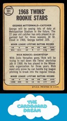George Mitterwald / Rick Renick 1968 Topps #301 RC Minnesota Twins Low-Grade