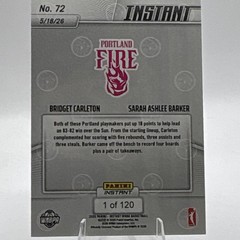 Panini Instant 2026 WNBA Portland Fire Carleton/Barker #72 Serial #/120