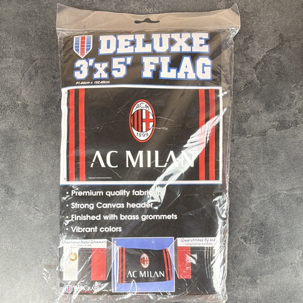 WinCraft AC Milan Deluxe 3 ft x 5 ft Soccer Team Flag Black Red White