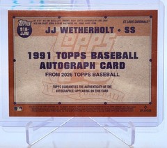 JJ WETHERHOLT 2026 TOPPS SERIES 2 ROOKIE GREEN AUTO /99 #91A-JJW CARDINALS Q1887